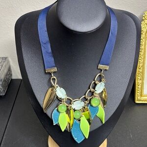 Ribbon Leaf Charm Colorful Necklace